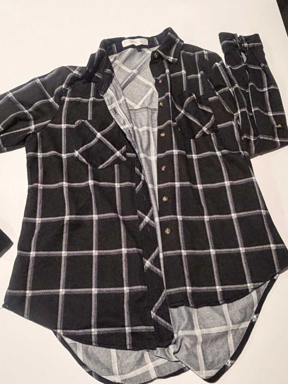 Eden & Olivia black plaid long sleeve bodysuit